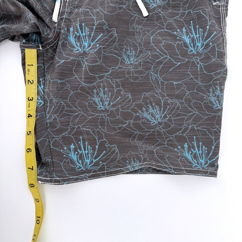 johnnie-O Blue Samson Floral Board Shorts Swim Trunks Mens Medium Grey 8" Inseam - Picture 6 of 8